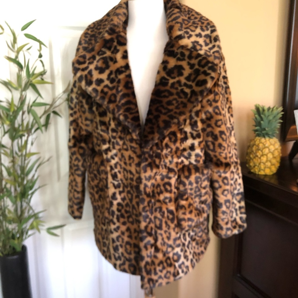 NWT leopard faux fur coat!